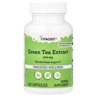 Vitacost, Extracto de té verde, 500 mg, 100 cápsulas