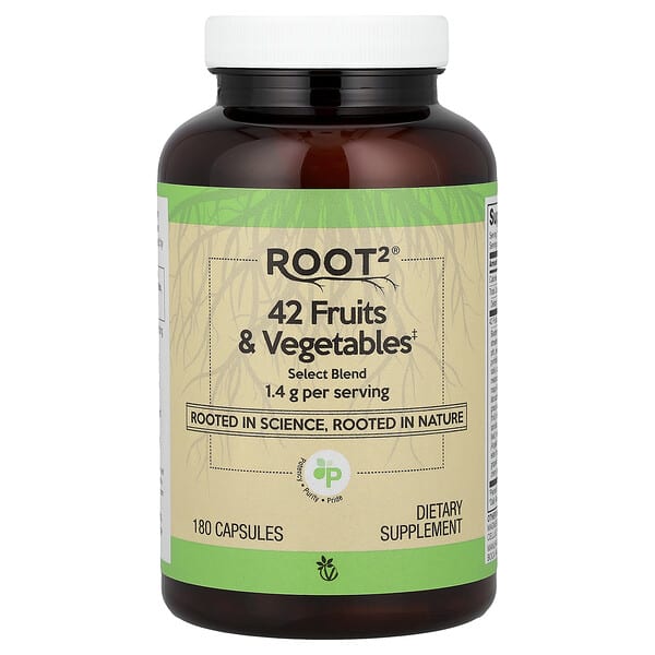 Vitacost, Root2®, 과일 및 채소 42종, 캡슐 180정