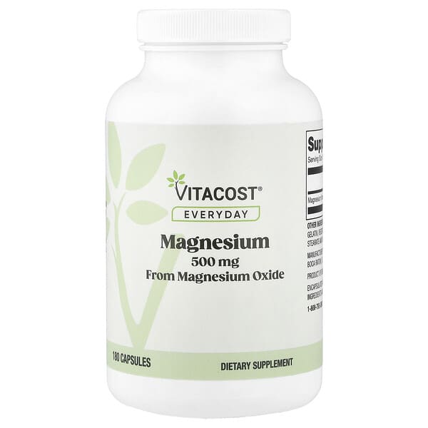 Vitacost, Everyday, 마그네슘, 500mg, 캡슐 180정