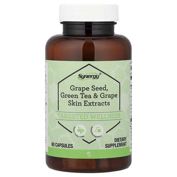 Vitacost, Synergy®, Grape Seed, Green Tea & Grape Skin Extracts, 60 Capsules — product photo 1