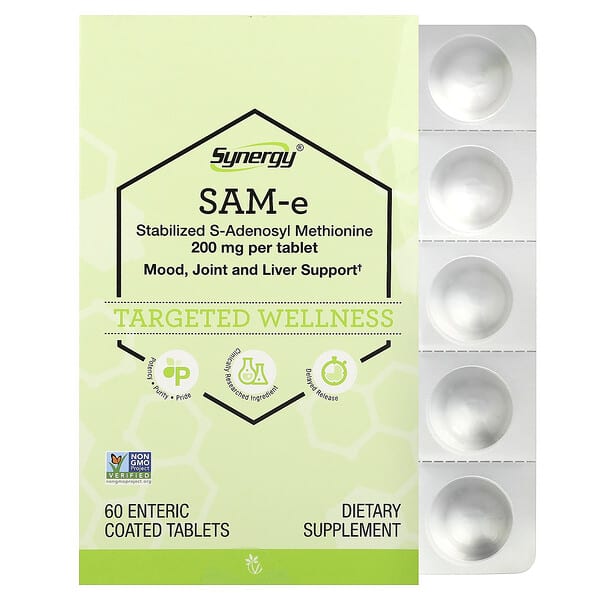 Vitacost, Synergy®, SAM-e, 200 mg, 60 Enteric Coated Tablets — product photo 1