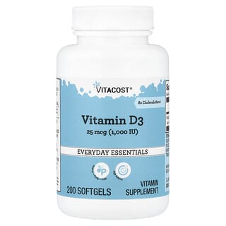 Vitacost, Vitamin D3, 25 mcg (1,000 IU), 200 Softgels