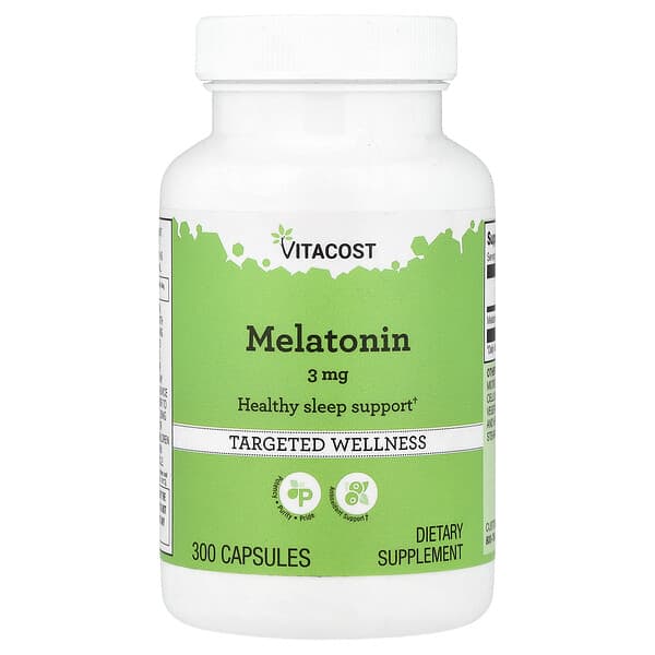 Vitacost, Melatonin, 3 mg, 300 Capsules — product photo 1