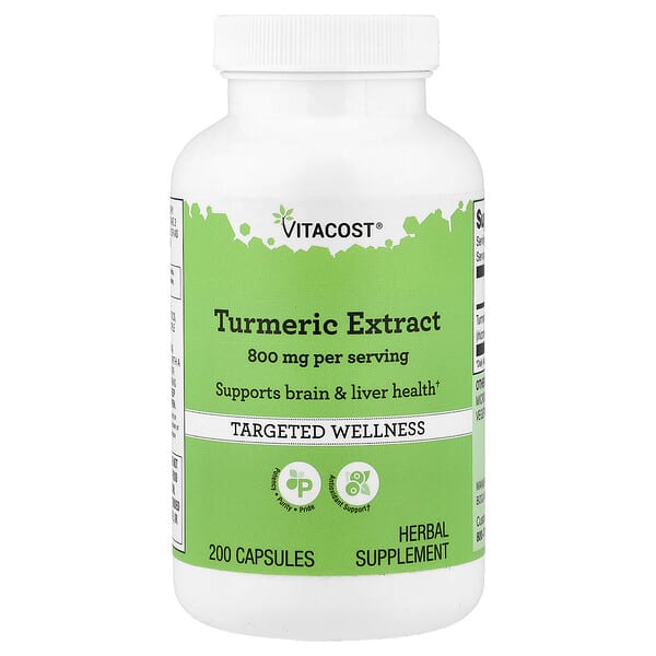 Vitacost, Turmeric Extract, 200 Capsules (400 mg per Capsule) — product photo 1