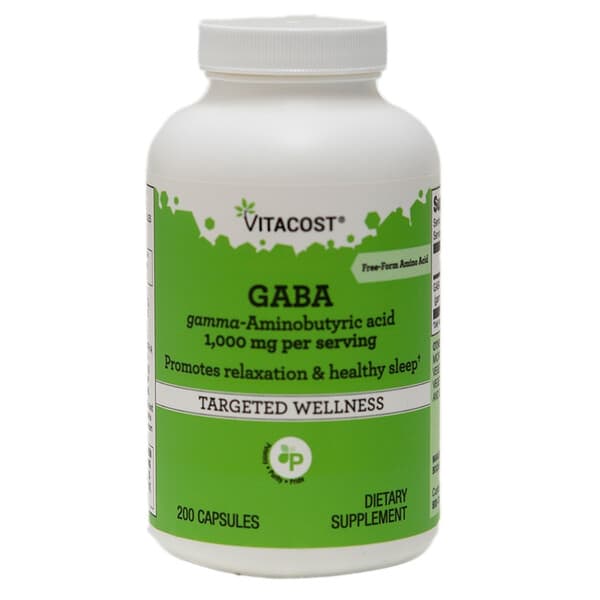 Vitacost, GABA Gamma - Aminobutyric Acid, 1000 mg per serving, 200 Capsules — product photo 1