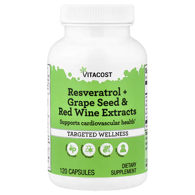 Vitacost, Resveratrol + Grape Seed & Red Wine Extracts, 120 Capsules