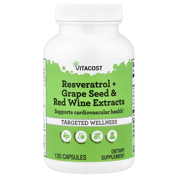 Vitacost, Resveratrol + Grape Seed & Red Wine Extracts, 120 Capsules — product photo 1