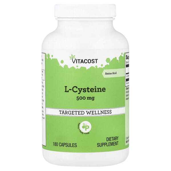 Vitacost, l-시스테인, 500mg, 캡슐 180정