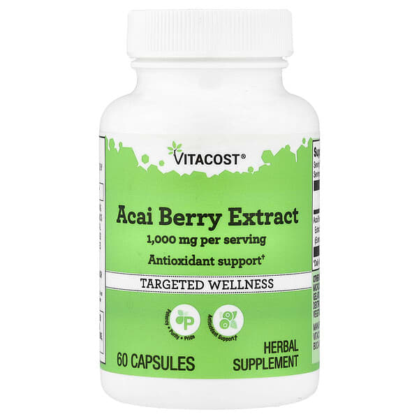Vitacost, Acai Berry Extract, 60 Capsules (500 mg per Capsule) — product photo 1