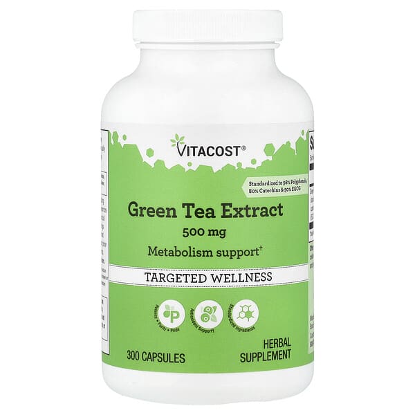 Vitacost, 녹차 추출물, 500mg, 캡슐 300정