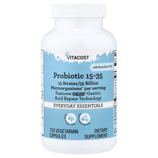 Vitacost, Everyday Essentials, Probiotic 15-35 With NutraFlora® FOS, 120 Vegetarian Capsules — product photo 1