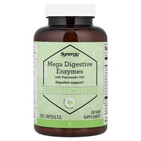 Vitacost, Synergy®, Mega tráviace enzýmy s pankreatínom 10X, 200 kapsúl