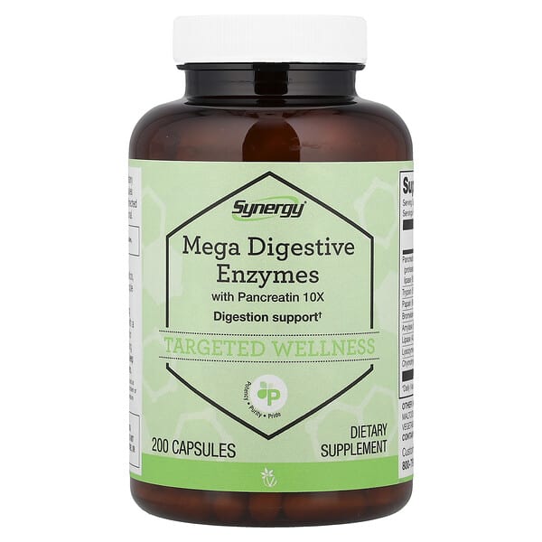 Vitacost, Synergy®, Mega Digestive Enzymes With Pancreatin 10X, 200 Capsules — product photo 1