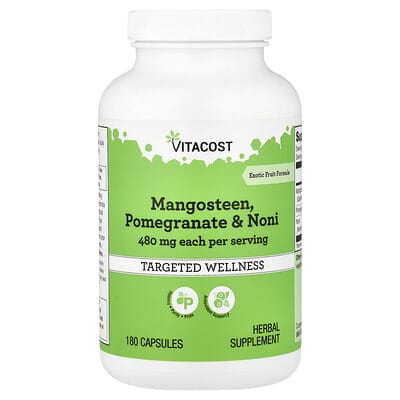 Vitacost, Mangosteen, Pomegranate & Noni, 480 mg each per serving, 180 Capsules