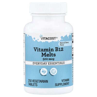 Vitacost, Vitamin B12 Melts, Natural Cherry, 500 mcg, 250 Vegetarian Tablets