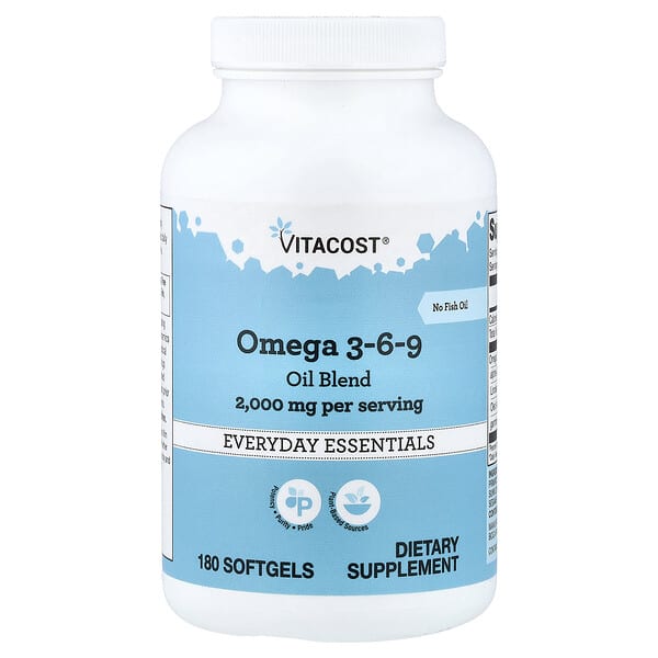 Vitacost, 오메가3-6-9 오일 혼합물, 소프트젤 180정(소프트젤 1정당 1,000mg)