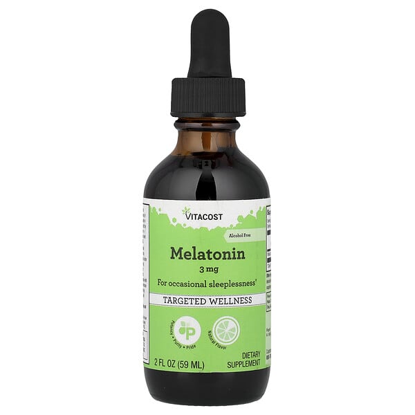 Vitacost, Melatonin, Alcohol Free, Natural, 2 fl oz (59 ml) — product photo 1