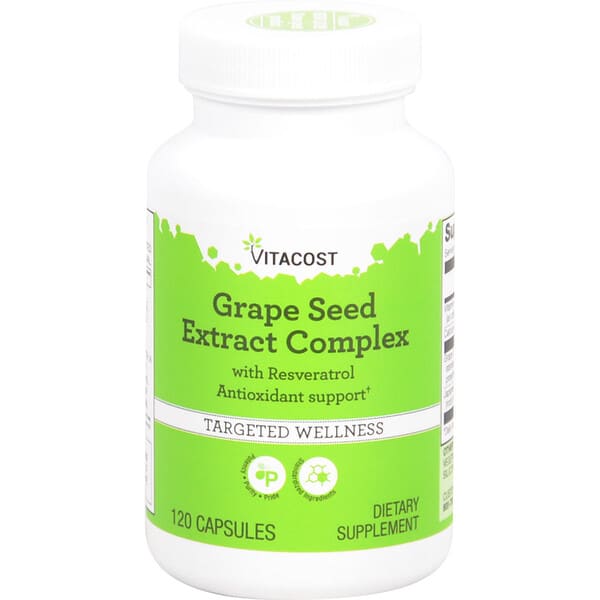 Vitacost, 포도씨 추출물 복합체, 레스베라트롤 함유, 캡슐 120정