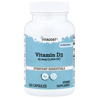 Vitacost, Vitamin D3 , 25 mcg (1,000 IU), 300 Capsules