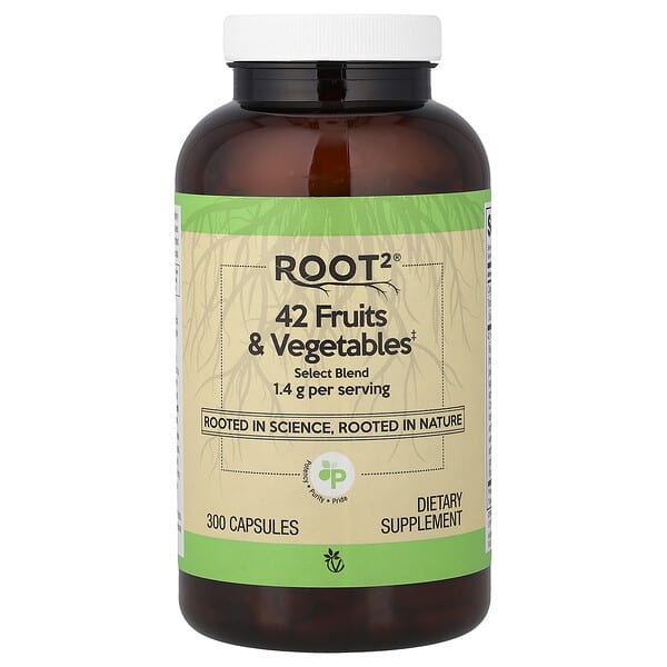 Vitacost, Root2®, 42 Fruits & Vegetables, 300 Capsules — product photo 1