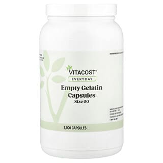 Vitacost, Cápsulas de gelatina vacías, Tamaño 00, 1000 cápsulas