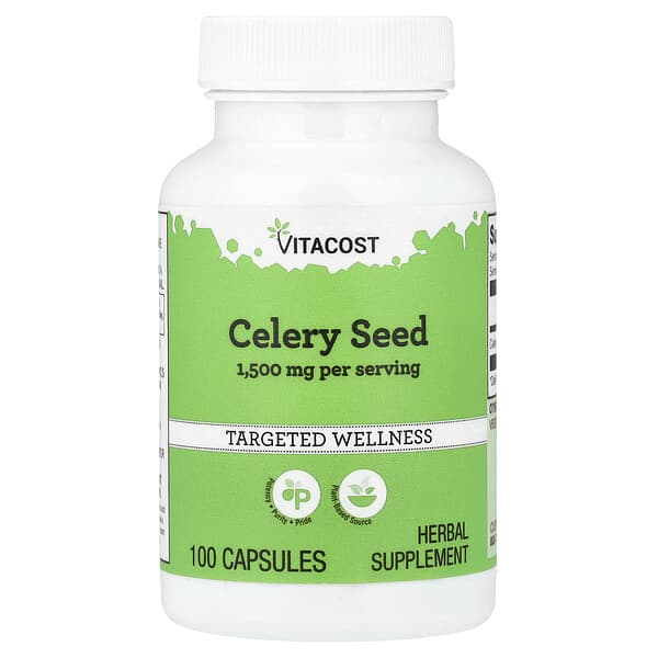 Vitacost, 셀러리씨, 캡슐 100정(캡슐 1정당 500mg)