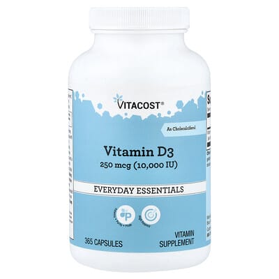 Vitacost, Vitamin D3, 250 mcg (10,000 IU), 365 Capsules