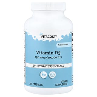Vitacost, Vitamin D3 , 250 mcg (10,000 IU), 365 Capsules