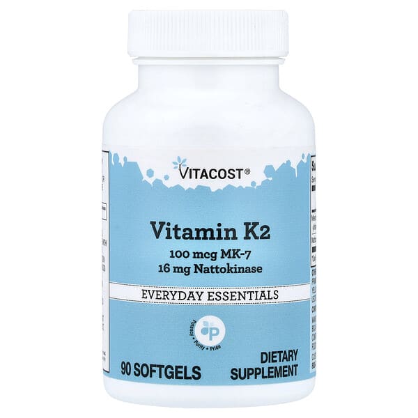 Vitacost, Vitamin K2, MK-7 With Nattokinase, 90 Softgels — product photo 1