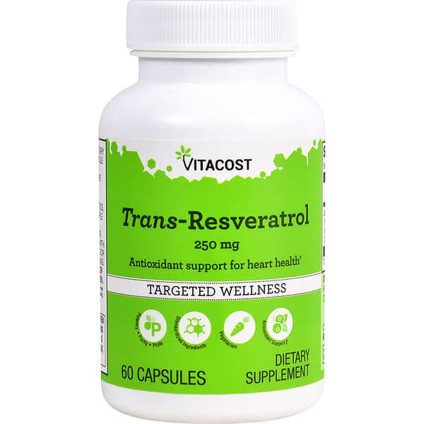 Vitacost, Trans-Resveratrol, 250 mg, 60 Capsules — product photo 1
