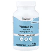 Vitacost, Vitamin D3 Mini Gels, 125 mcg (5,000 IU), 365 Capsules