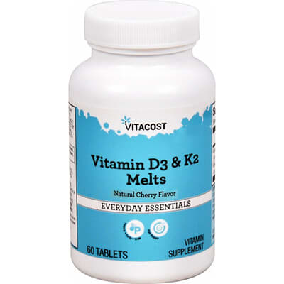 Vitacost, Vitamin D3 & K2 Melts, Natural Cherry, 60 Tablets