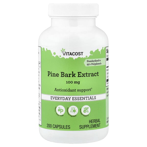 Vitacost, Pine Bark Extract, 100 mg, 200 Capsules — product photo 1