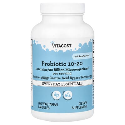 Vitacost, Probiotic 10-20 With NutraFlora® FOS, 200 Vegetarian Capsules