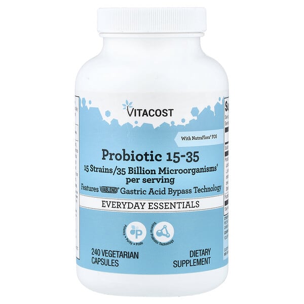 Vitacost, Probiotic 15-35 With NutraFlora® FOS, 240 Vegetarian Capsules — product photo 1