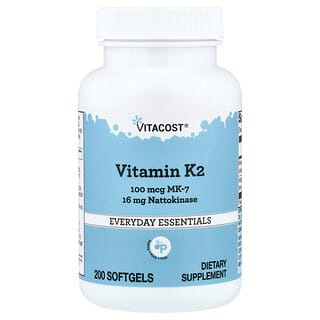 Vitacost, Vitamin K2 MK-7 With Nattokinase, 200 Softgels
