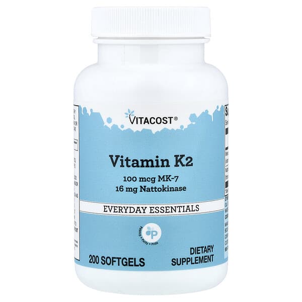 Vitacost, Vitamin K2, MK-7 With Nattokinase, 200 Softgels — product photo 1
