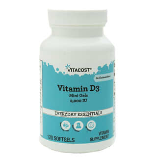 Vitacost, Vitamin D3 Mini Gels, 50 mcg (2000 IU), 120 Softgels