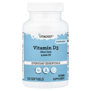 Vitacost, Vitamine D3, 50 µg (2000 UI), 120 capsules à enveloppe molle