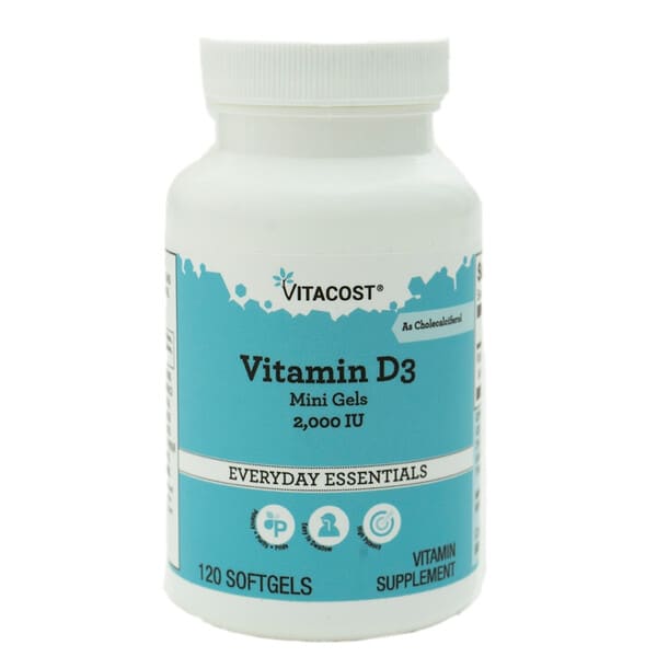 Vitacost, Vitamin D3 Mini Gels, 50 mcg (2000 IU), 120 Softgels — product photo 1