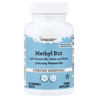 Vitacost, Methyl B12 With Vitamin B6, Folate And Biotin, Natural Cherry, 120 Chewable Tablets