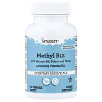 Vitacost, Methyl B12 With Vitamin B6, Folate And Biotin, Natural Cherry, 120 Chewable Tablets