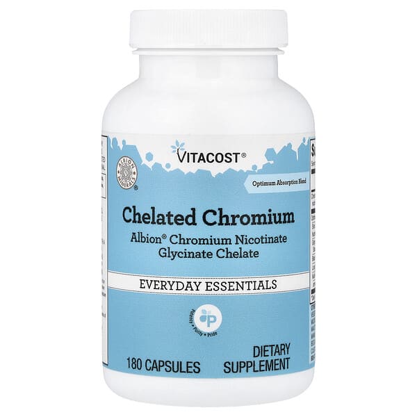 Vitacost, Chelated Chromium, Albion® Chromium Nicotinate Glycinate Chelate, 180 Capsules — product photo 1