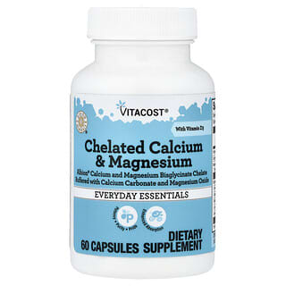 Vitacost, Chelated Calcium & Magnesium - Albion® Calcium and Magnesium Bisglycinate Chelate Buffered, 60 Capsules