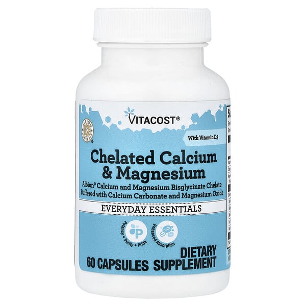 Vitacost, Chelated Calcium & Magnesium With Vitamin D3, 60 Capsules — product photo 1