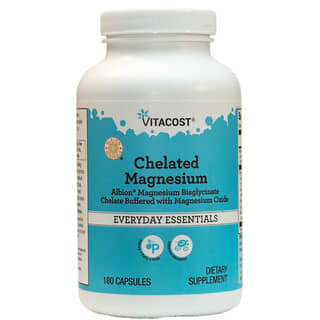 Vitacost, Chelated Magnesium - Albion Magnesium Bisglycinate Chelate Buffered with Magnesium Oxide, 180 Capsules