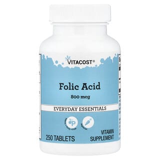 Vitacost, Folic Acid, 800 mcg, 250 Tablets