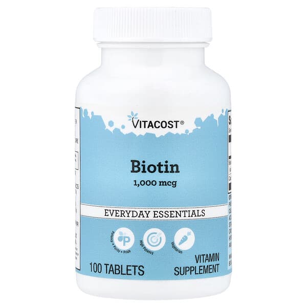 Vitacost, Biotina, 1.000 mcg, 100 Comprimidos