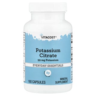 Vitacost, Citrato de Potássio, 99 mg, 180 Cápsulas