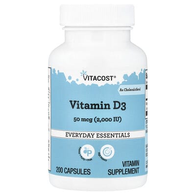Vitacost, Vitamin D3, 50 mcg (2,000 IU), 200 Capsules